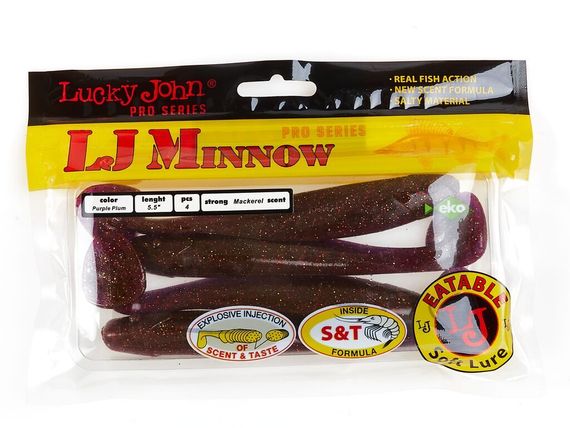 Виброхвосты съедобные LJ Pro Series MINNOW 5.5in (13,9 см), цв. S13, 4 шт.