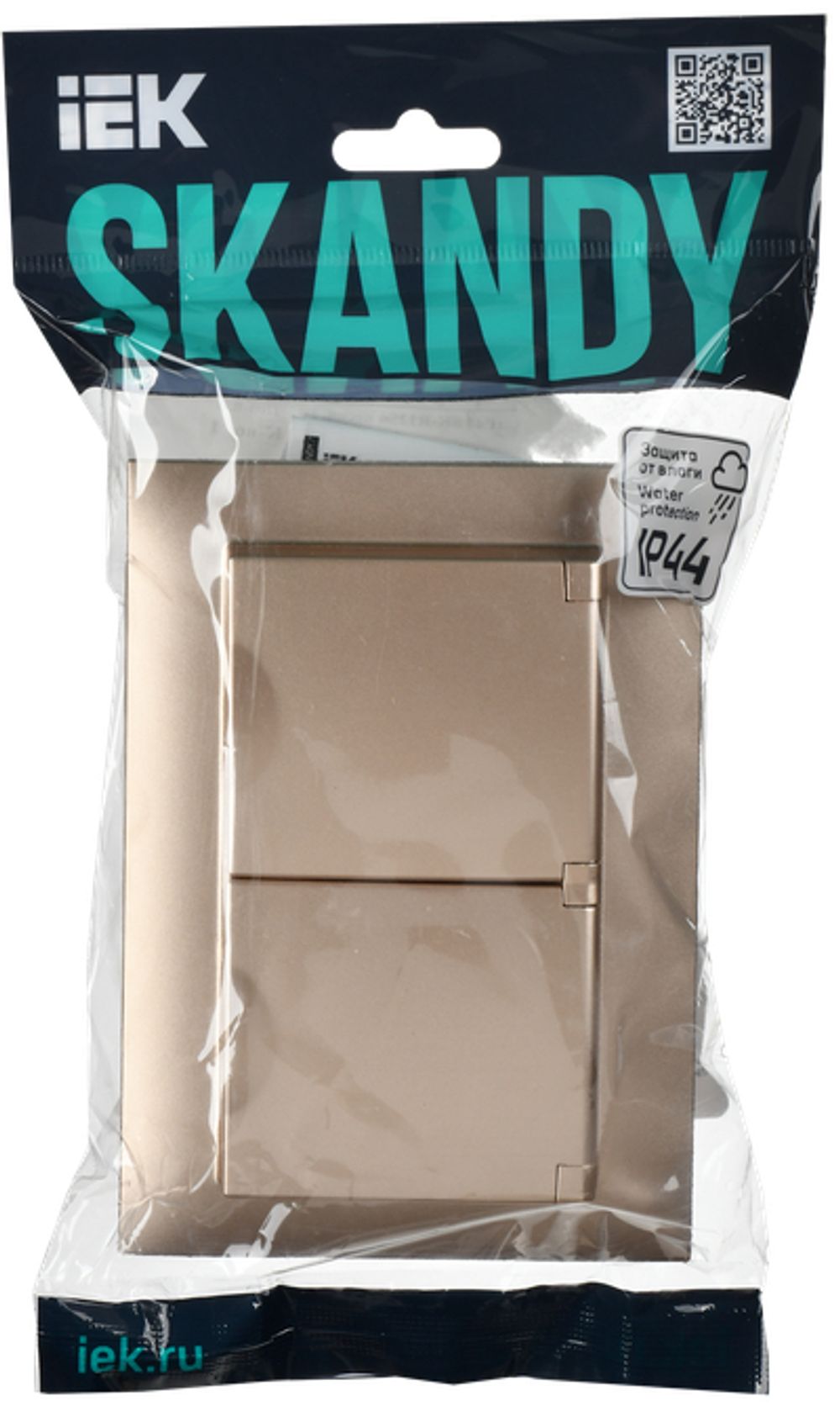 SKANDY Розетка 2-местная и крышкой 16А в сборе IP44 SK-R12Sa песочный IEK