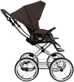 Детская коляска Roan Bass Next Classic d14 2.0 3 в 1 с автокреслом Pituso Baesa Pro Black,Beige Canopy BSNC/93/2 Turkish Coffe/Black/руч.Cappuccino
