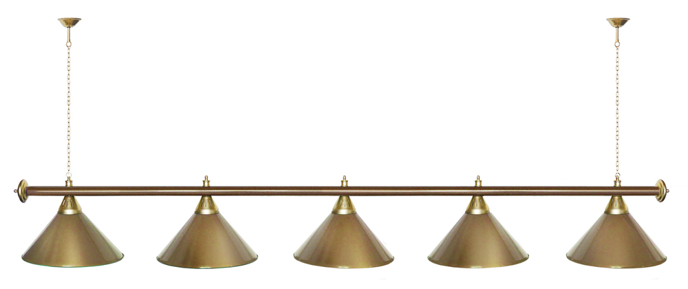 Лампа STARTBILLIARDS 5 пл. (плафоны зеленые,штанга золотая,фурнитура золото)