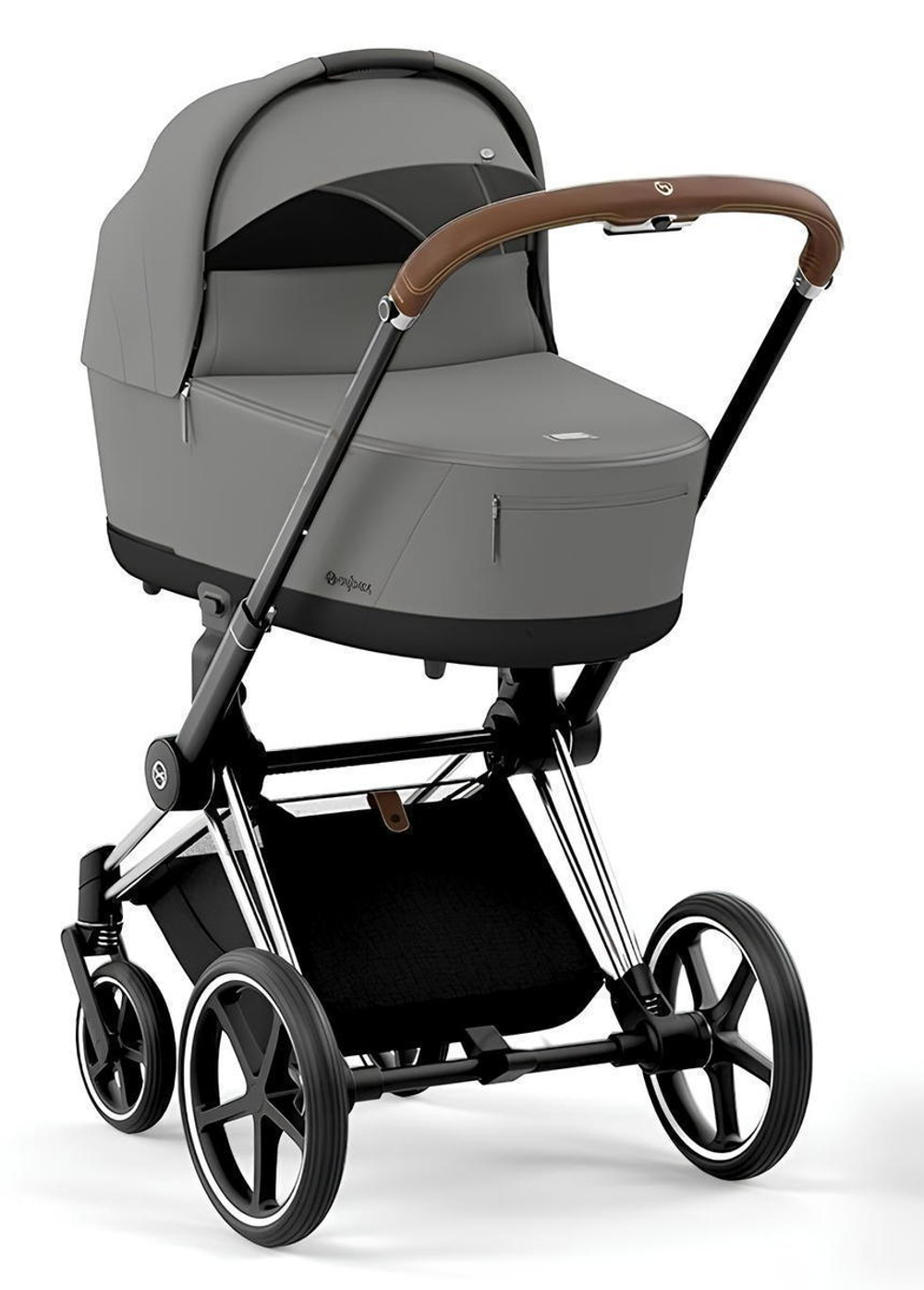 Коляска 3 в 1 Cybex Priam IV Chrome Brown complete и автокресло Aton S2 i-Size Lava Grey Mirage Grey