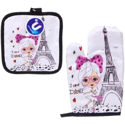 Прихватка в наборе с прихваткой-варежкой «Paris», 25,5*15,5 см и 17*17 см, микс