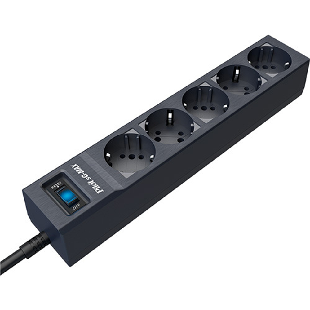 Сетевой фильтр Pilot SG-Max 5 розеток (GP с заземлением), 15А/3.3кВа, автомат, 3 м, графит