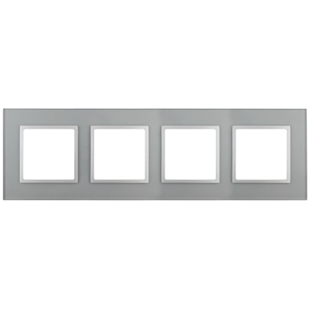 14-5104-03 ЭРА Рамка на 4 поста, стекло, Эра Elegance, алюминий+алюм
