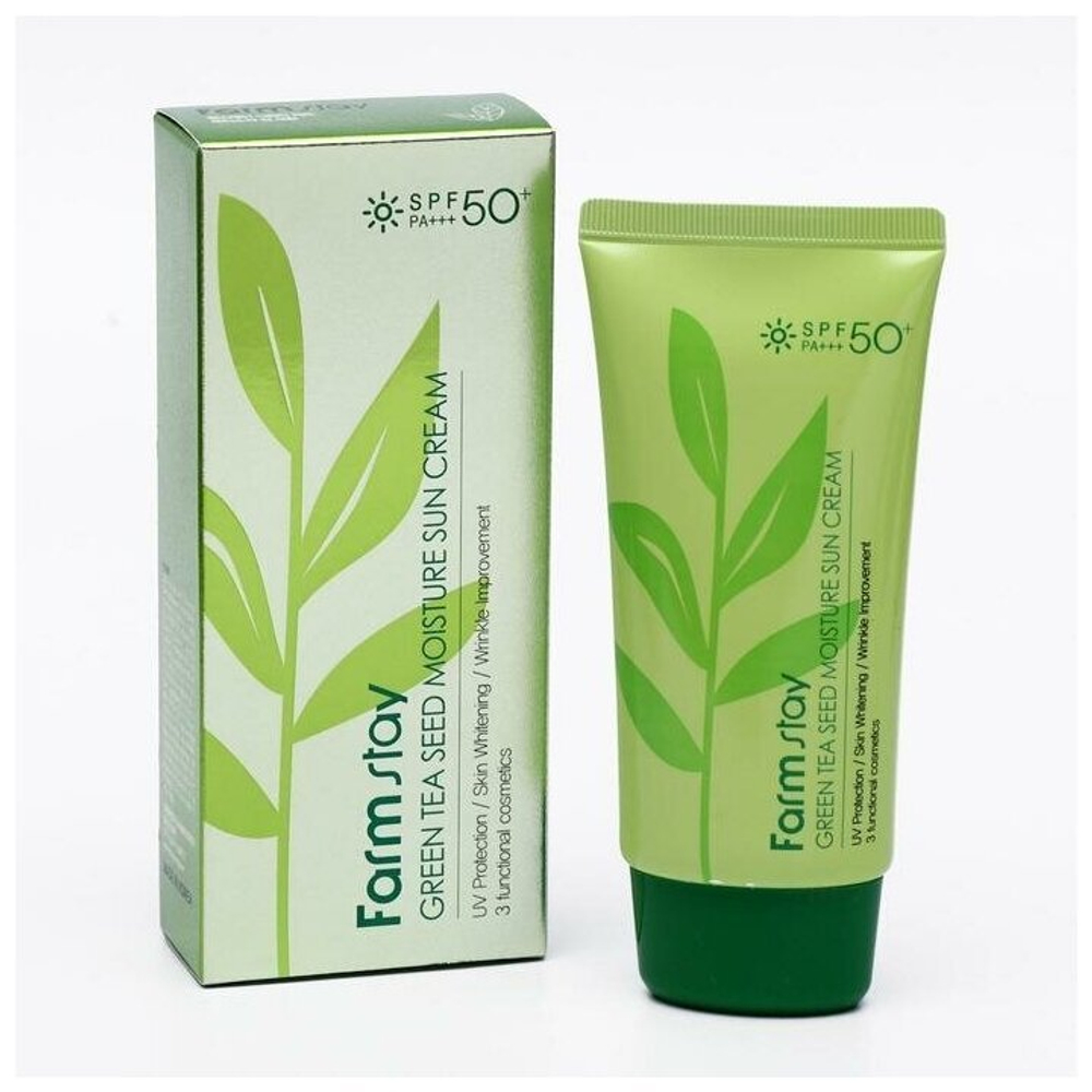 Солнцезащитный крем с семенами зелен.чая Farmstay SPF50 Green Tea Seed Moisture Sun Cream SPF50+ PA+++ 70 мл.