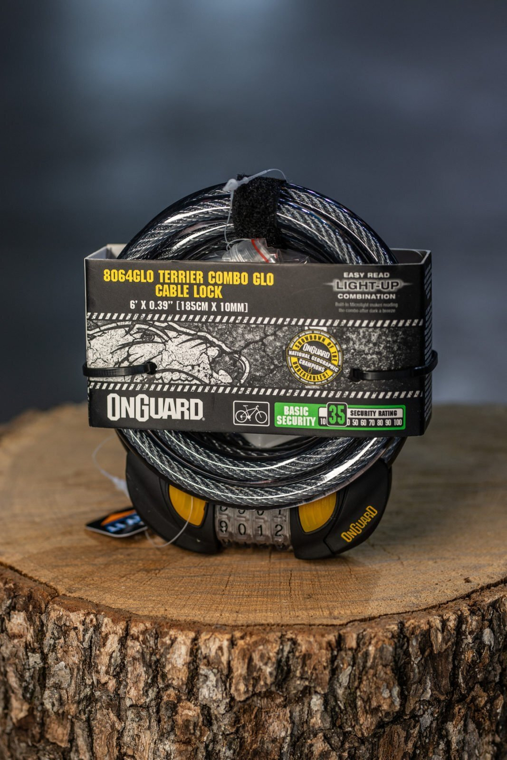 Велозамок тросовый OnGuard Terrier GLO  — 185см x 10мм 8064GLO