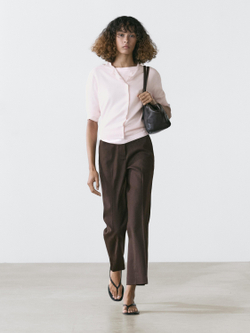 Massimo Dutti Льняные брюки-клеш, шоколадный