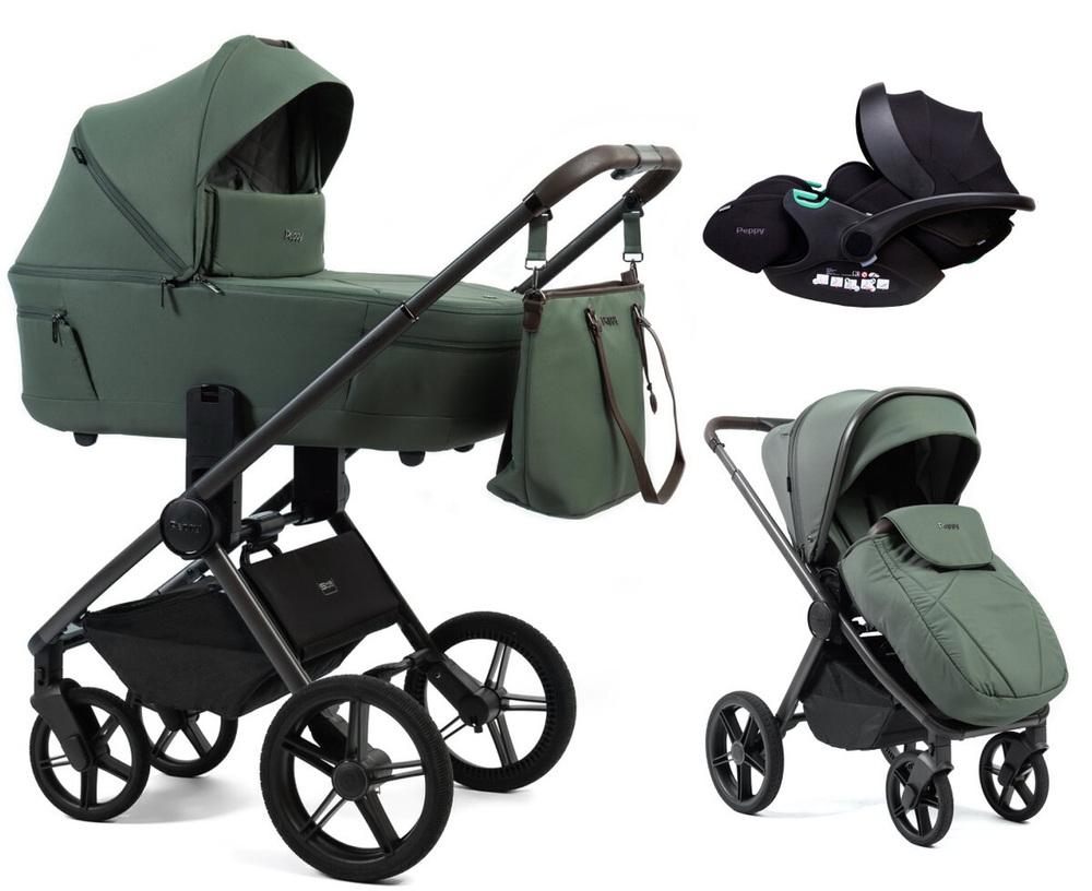 Детская коляска Peppy Monaco Thermo 3 в 1 с автокреслом Verona Green