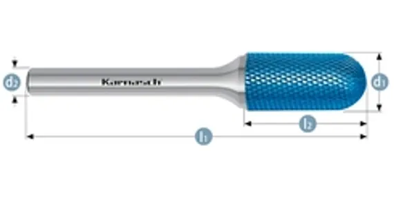 Борфреза твердосплавная Karnasch форма D, 2х1,8х3х38 мм, насечка HP-11 Micro, покрытие Blue-Tec, арт. 11.6083-010