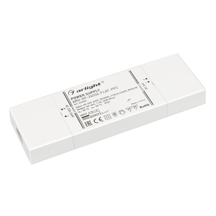 Блок питания Arlight ARV-SP-24012-FLAT-PFC 24V 36W IP20 1,5A 033260