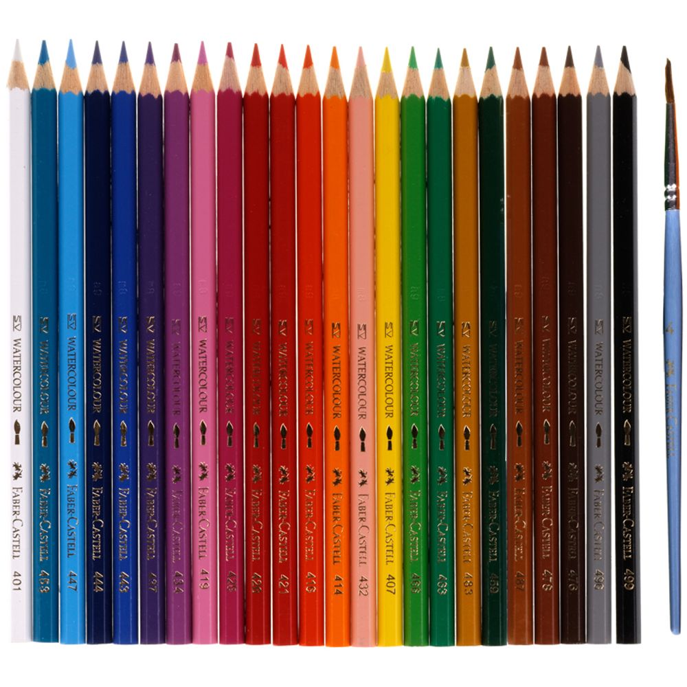 Карандаши акварельные Faber-Castell, 24цв+кисть, картон, европодвес