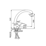 Смеситель для кухни 40к F4129-2 FRAP б/отв бок.ручка (выс.пов. излив, п/гайку, хром, силумин)