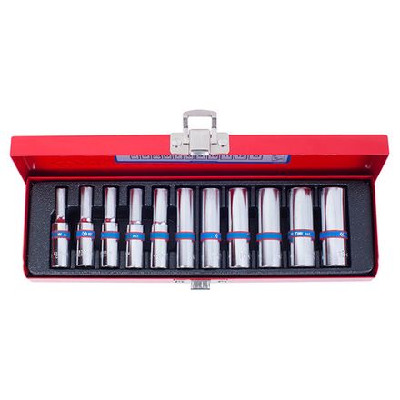 Цена на KING TONY (2511MR) Набор глубоких торцевых головок 1/4", 6-гранные, 4-13 мм, 11 предметов