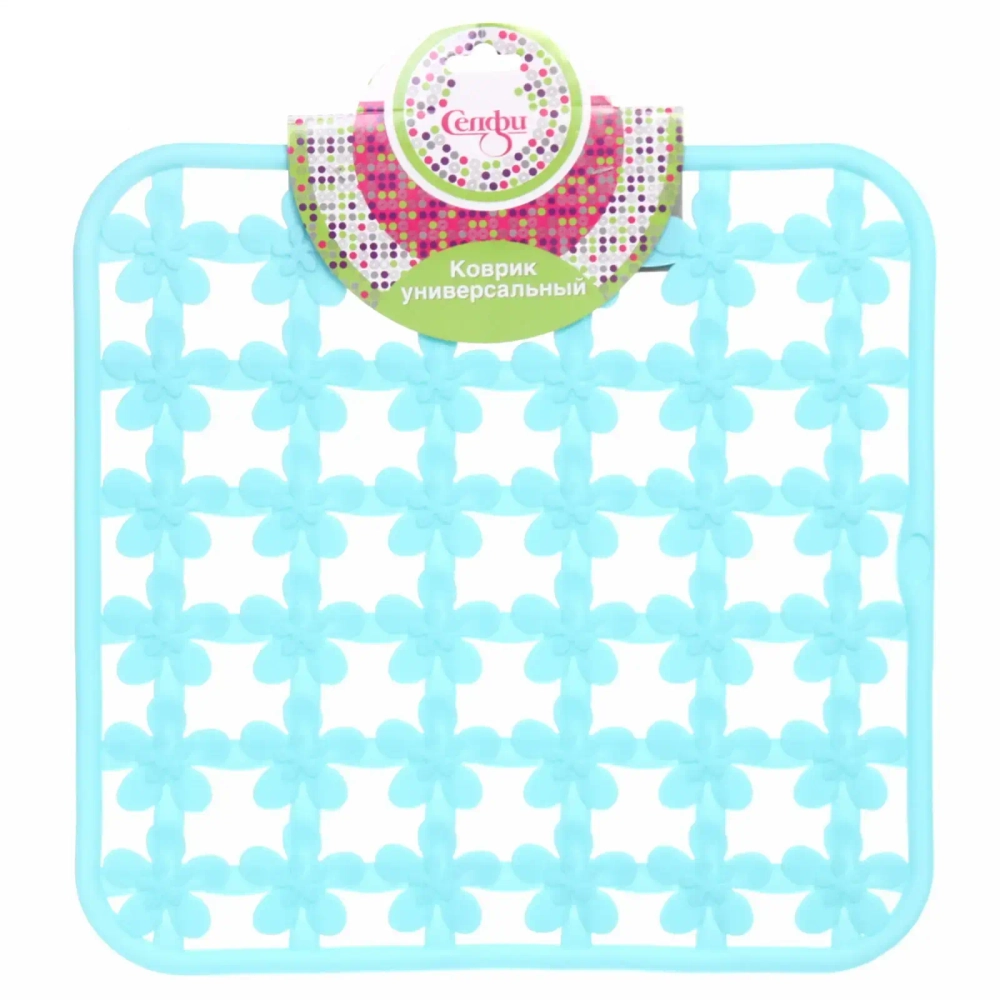Коврик для раковины «Цветы» 30*30см голубой Селфи
