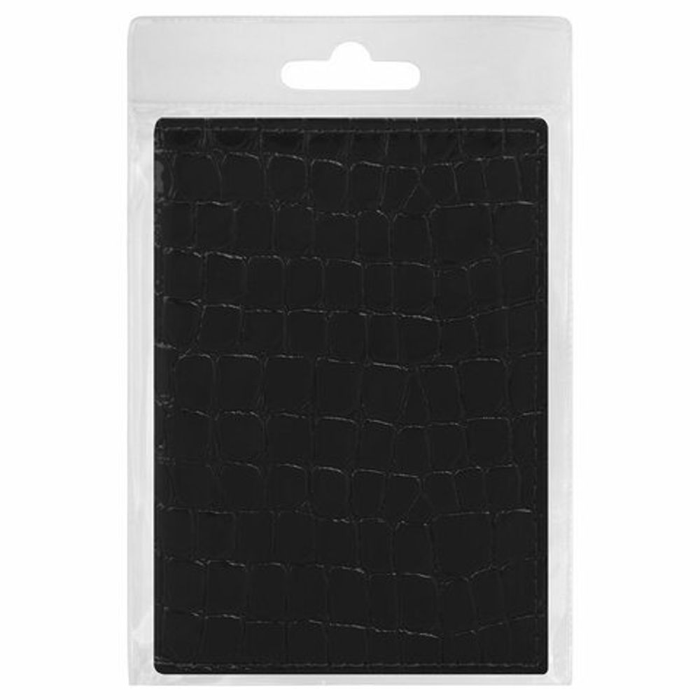 Обложка для паспорта STAFF "Profit", экокожа крокодил, мягкая изолоновая вставка, черная, 237200