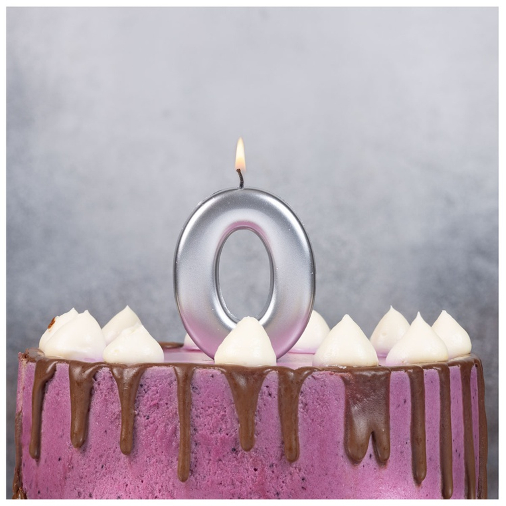 Свечи-цифры Серебряные, 8 см.