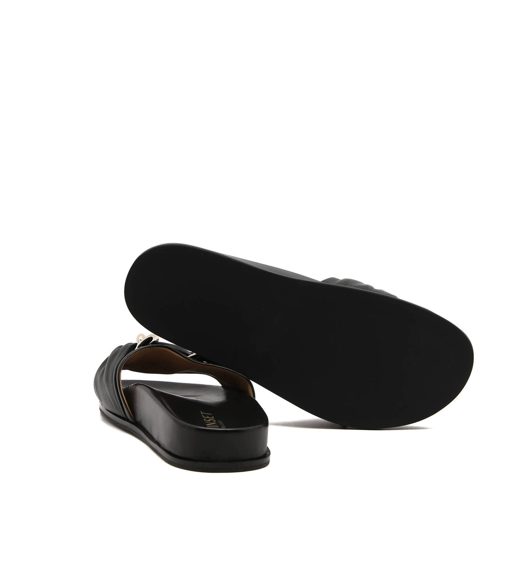 Шлепанцы кожаные ciabattina TWINSET - черный(221TCP024)