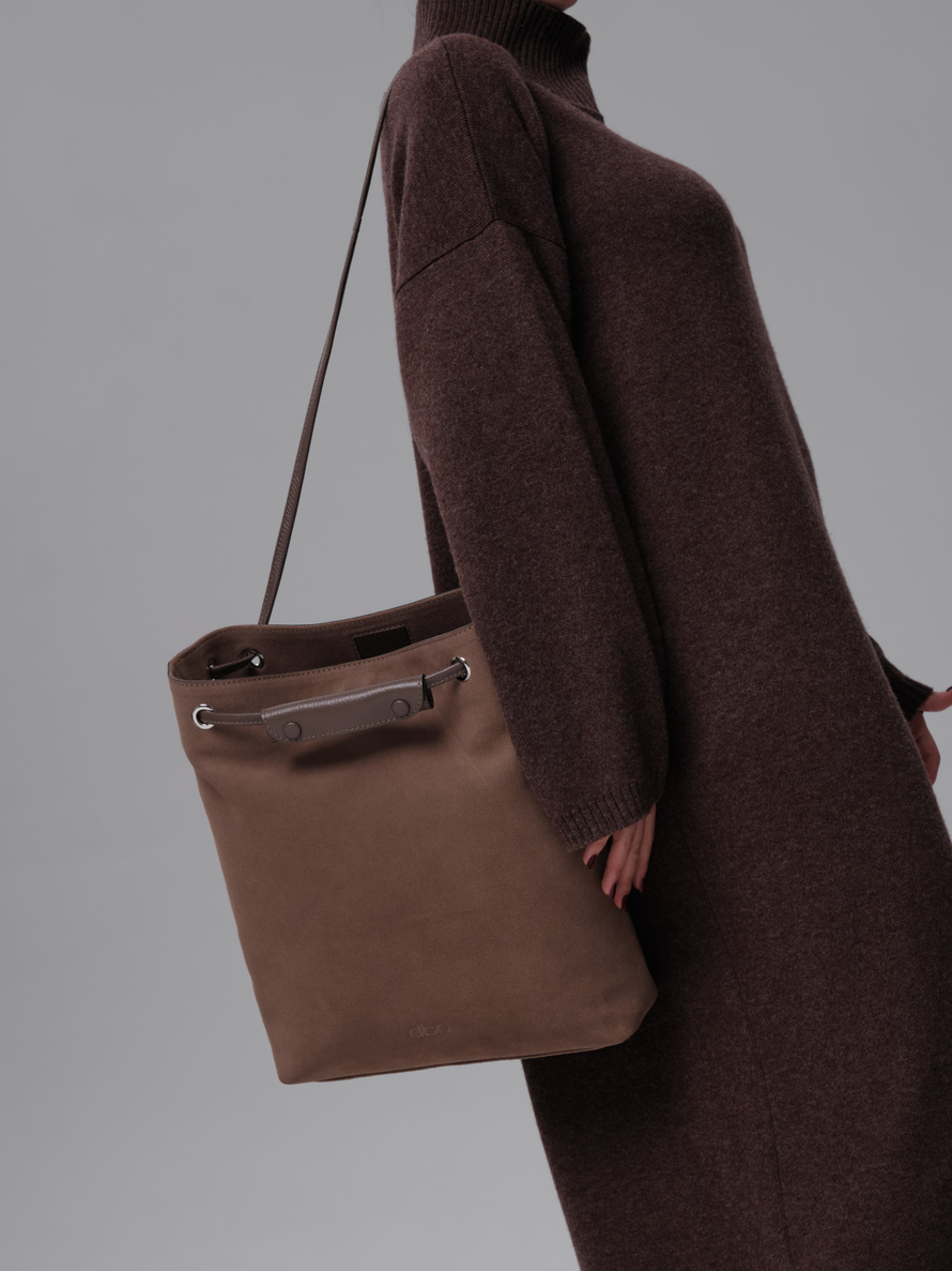 Замшевая сумка DBR 31228 серо-коричневый