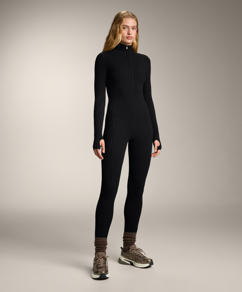 Oysho Термокомбинезон Base Layer в рубчик, черный