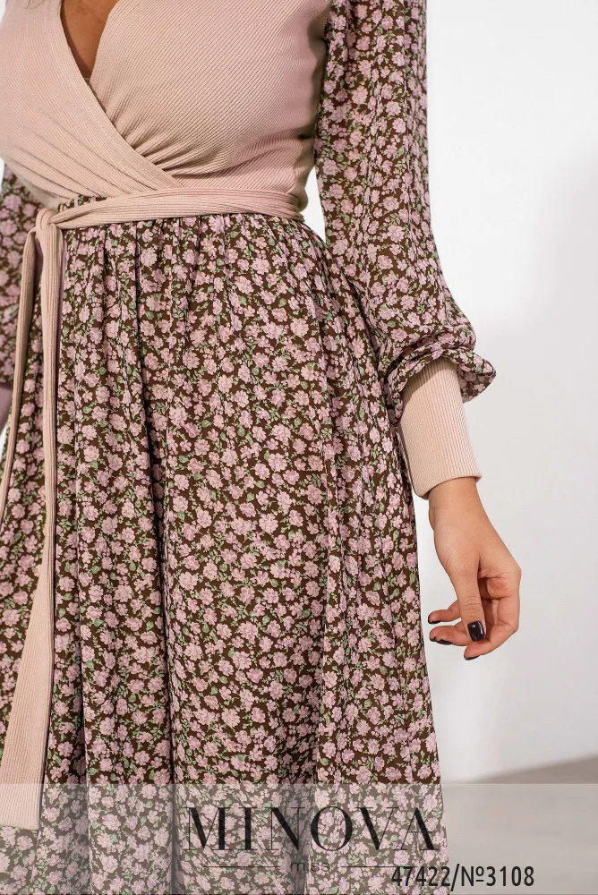 Платье 3108-пудровый-цветок Minova