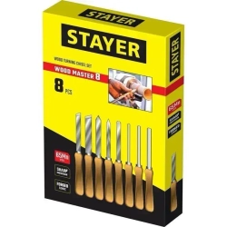 Набор токарных резцов по дереву, STAYER 8 шт.