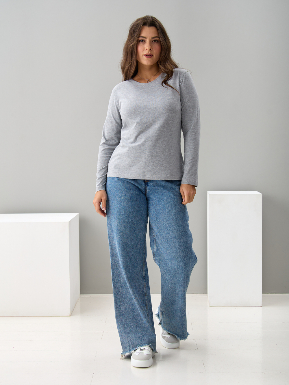 Лонгслив ЛНкл-081/светлосерый-меланж