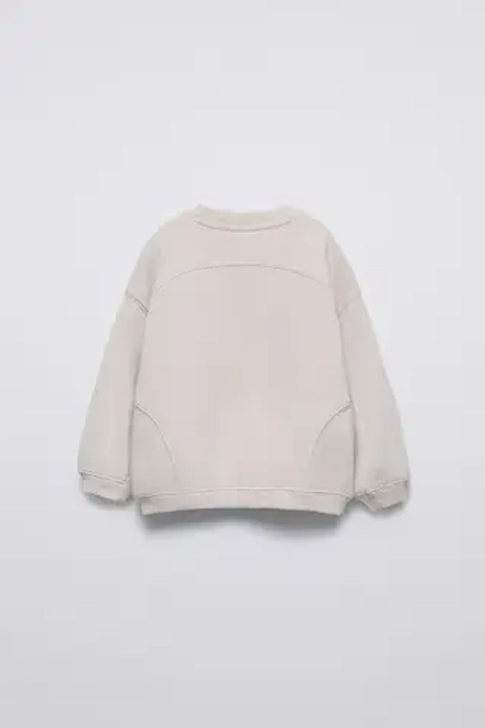ZARA ОДНОТОННАЯ ТОЛСТОВКА С НАДПИСЬЮ, КАМЕННО-СЕРЫЙ
