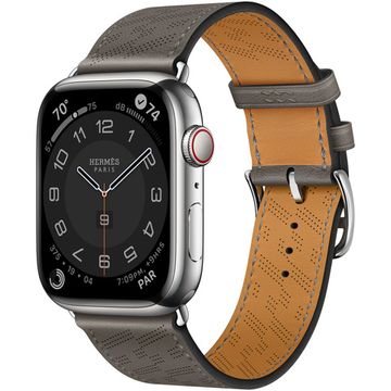 Apple Watch Hermès 45mm Silver Stainless Steel Case with H Diagonal Single Tour Gris Meyer