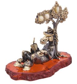 AM-4244 Фигурка «Лошадь Жизнь Кайф» (латунь, янтарь)