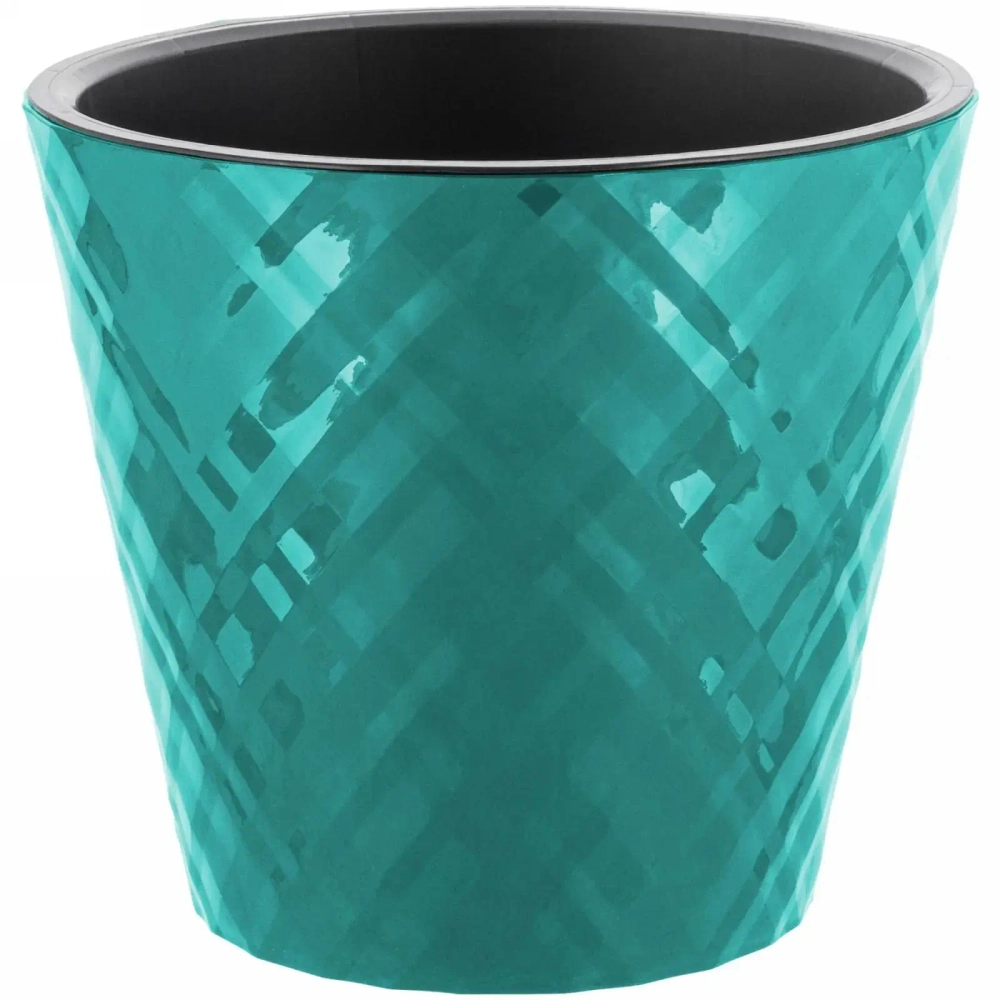 Горшок для цветов пластиковый 1,6л d-16см «Manhattan» c дренажной вставкой, тропический лес