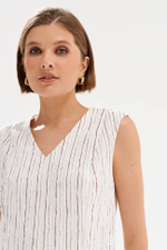 23595 Блузка женская (жемчужный полоска)