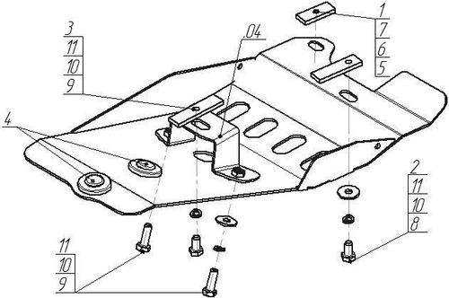 Защита стальная 3 мм ТК (Д) Ford Explorer 2010-2019 MOTODOR.10704