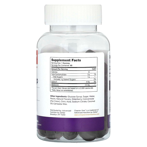Chapter One, Мелатонин, регулирующий сон, со вкусом, 60 жевательных таблеток (2,5 мг в каждой жевательной таблетке)