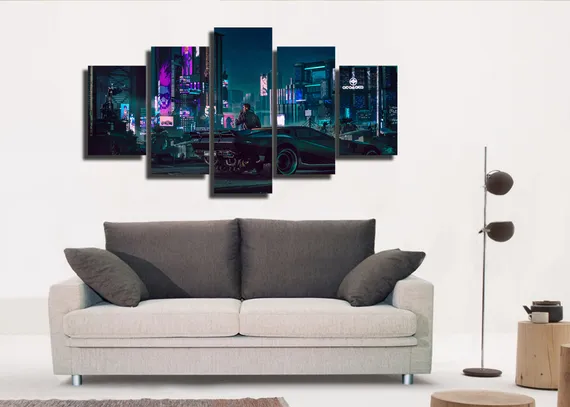 Модульная картина "Киберпанк 2077 - Ночной Город"