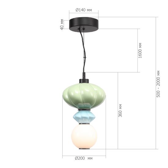 SL6134.403.01 Светильник подвесной ST-Luce черный/зелёный, синий, опаловый LED 1*8W 3000K FLORENTINI