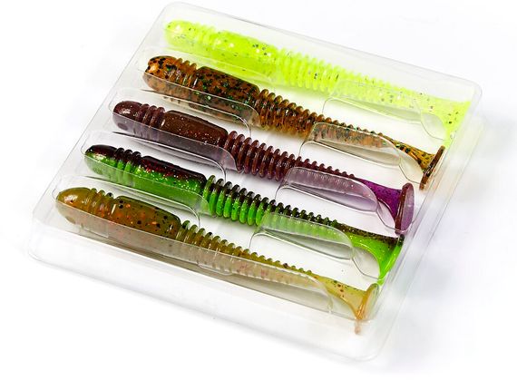 Виброхвосты съедобные LJ Pro Series TIOGA 3.9in (10 см), цв. MIX1, 5 шт.