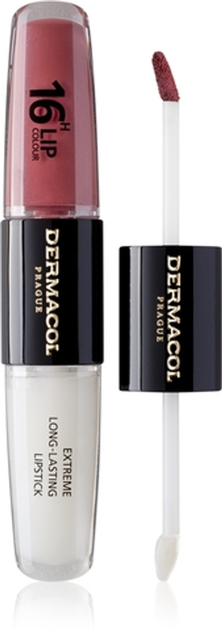Dermacol 16H Lip Colour - Долговременная помада и блеск для губ оттенок 12 Trouble Free, 2 ml