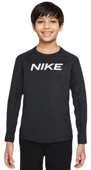 Футболка для мальчика теннисная Nike Pro Dri-FIT Long Sleeve Top - черный