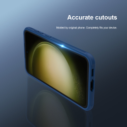 Чехол синего цвета с защитной шторкой для камеры от Nillkin на Samsung Galaxy S23 FE, серия CamShield Pro Case