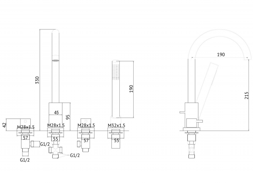 Смеситель ABBER Wasser Kreis AF8113NG на борт ванны, никель