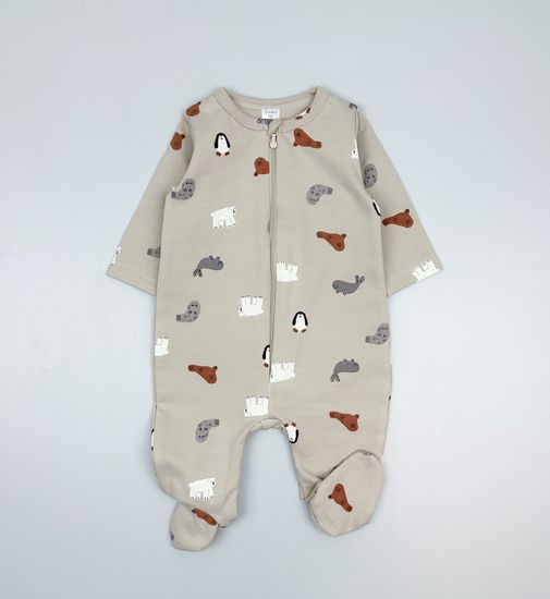 Комбинезон из футера с начесом "Северные зверята"