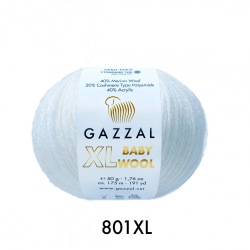 Пряжа Baby Wool XL 50 г, 100м, 40%акрил, 40%шерсть мериноса, 20%кашемир, 40%акрил (цена за 1 шт)