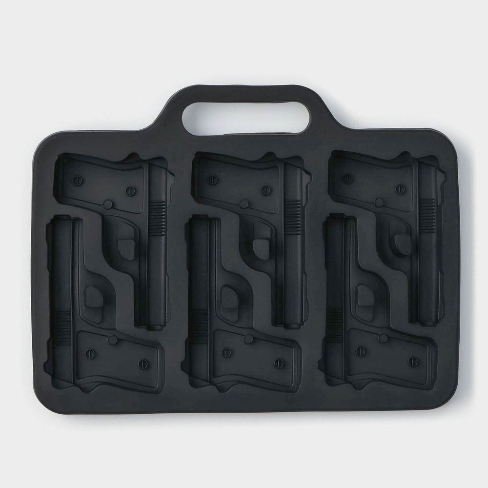 Форма для шоколада Доляна «Пистолет», силикон, 18.7×13.4 см, 6 ячеек (7.5×5.1 см), тёмно-серая