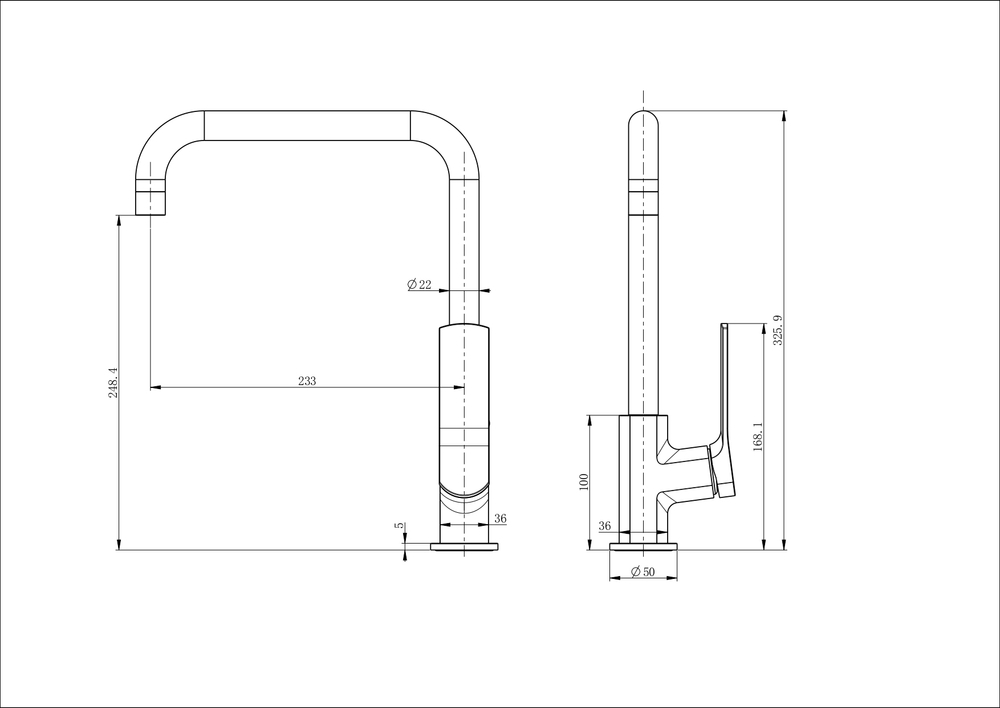 Смеситель для кухни WONZON & WOGHAND, Хром (WW-L1006-CR)