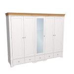 Шкаф 5-ти дверный с 4 глухими дверями 1 зеркальной дверью «Бейли» белый воск/антик