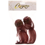 Украшение новогоднее на зажиме «Сияющая птица» 20 см (набор 2 шт), Розовый