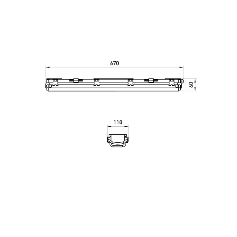 Светильник ЭРА SPP-103-0-002-060 IP65 под 2 светодиодные лампы T8 G13 LED 2x600 транзитный 1,5 кВт в линию
