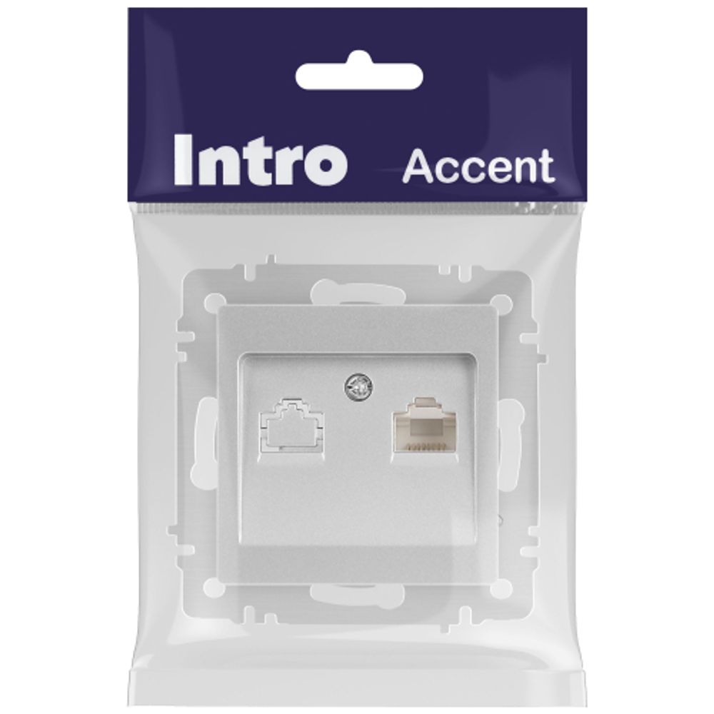Розетка Intro Accent 6-303-03 информационная RJ45 IP20 СУ алюминий
