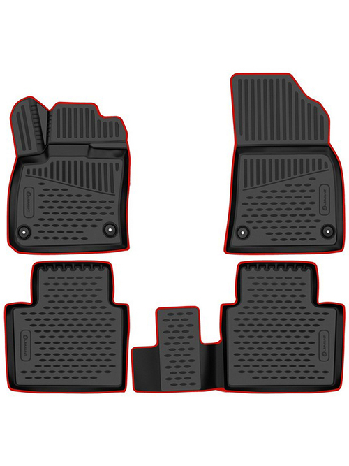Коврики в салон для GEELY Monjaro (I) 2022-, Внедорожник 5 дв., 4шт. (красный кант, полиуретан) KANT.ELEM3DA67450210K.RD
