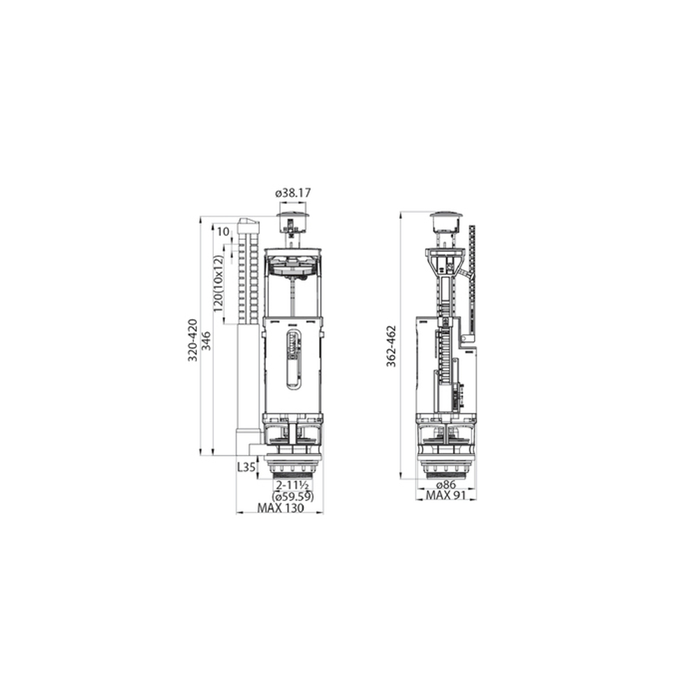 Арматура IDDIS F012400-01K для бачка с нижним подводом двухуровневая